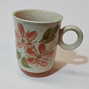 Vintage Otagiri Pink Floral Speckled Ceramic Tea Coffee Mug w/ Ring Handle